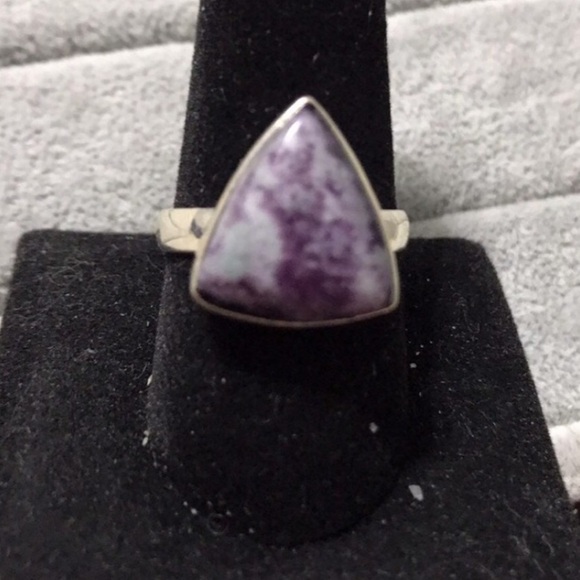 New Sterling Silver Purple Kammererite Triangle Ring Size 10 Crystal Kammerite - Picture 12 of 16